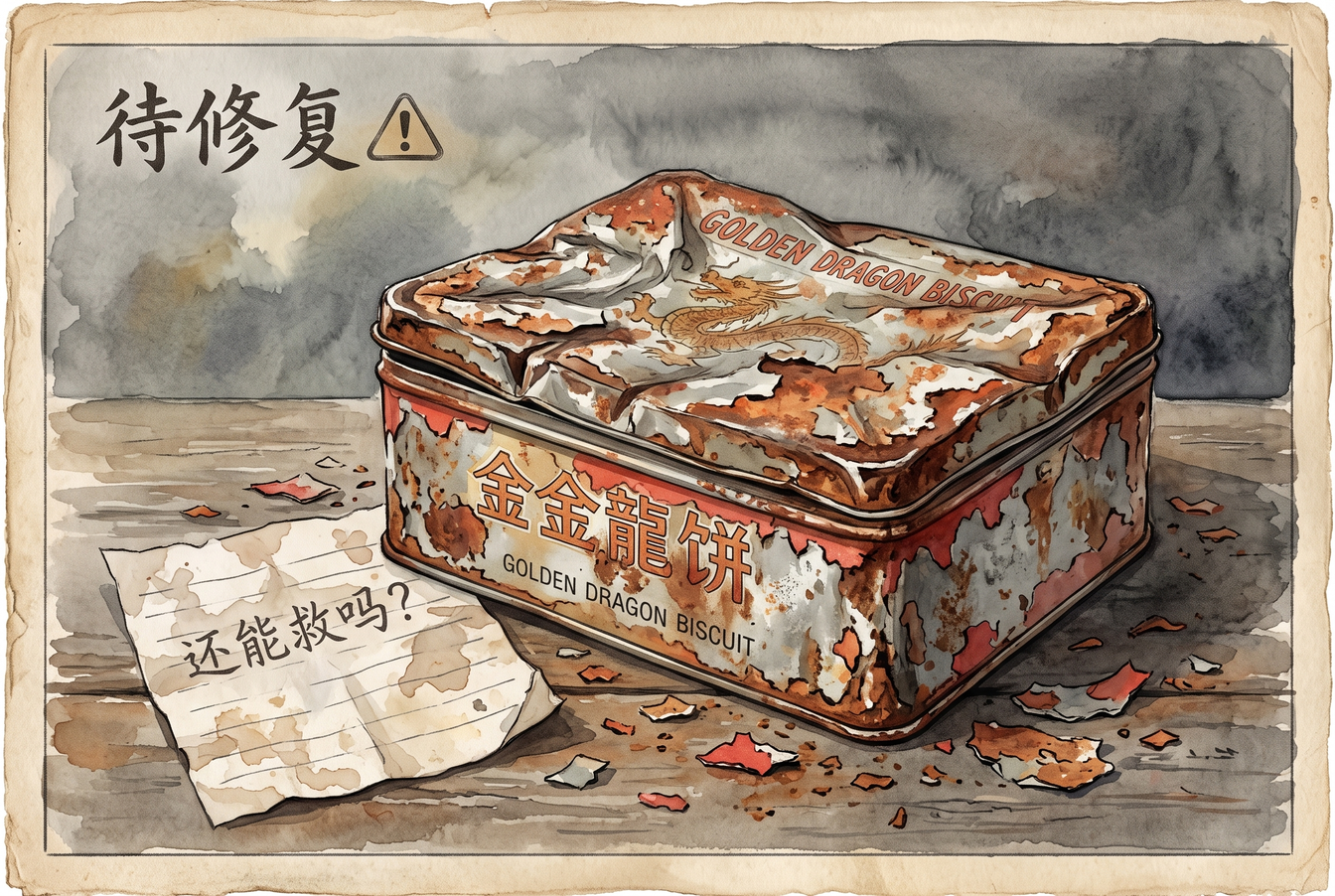 毁坏的铁皮盒